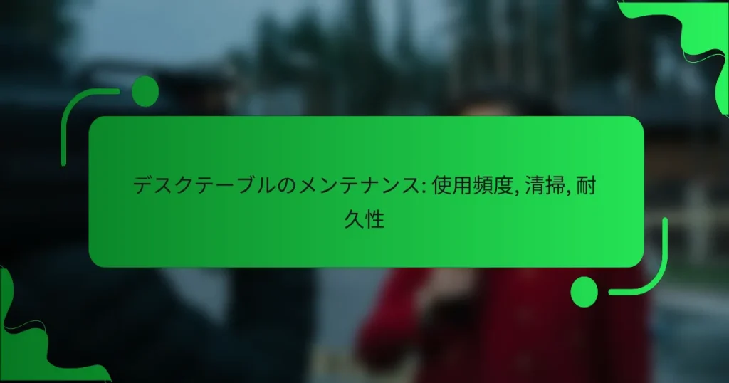 デスクテーブルのメンテナンス: 使用頻度, 清掃, 耐久性