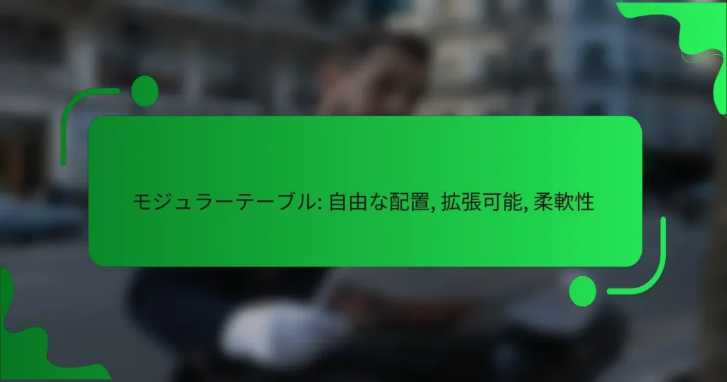 モジュラーテーブル: 自由な配置, 拡張可能, 柔軟性