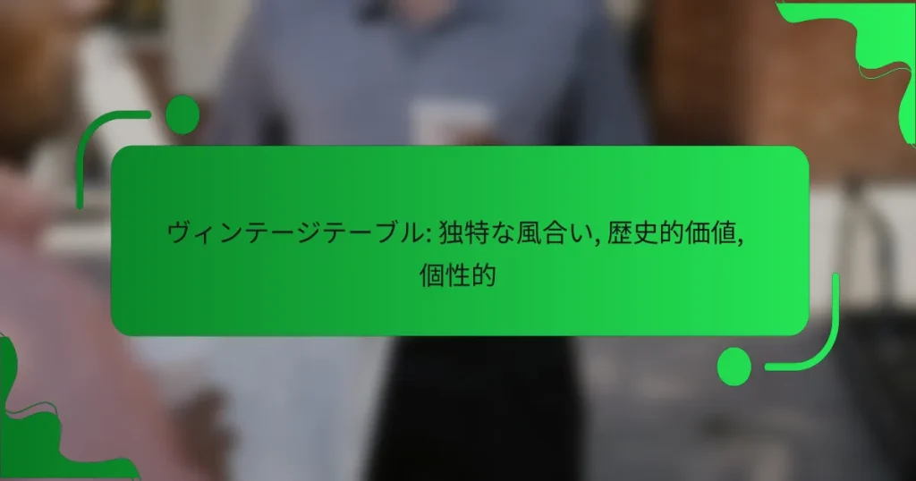 ヴィンテージテーブル: 独特な風合い, 歴史的価値, 個性的