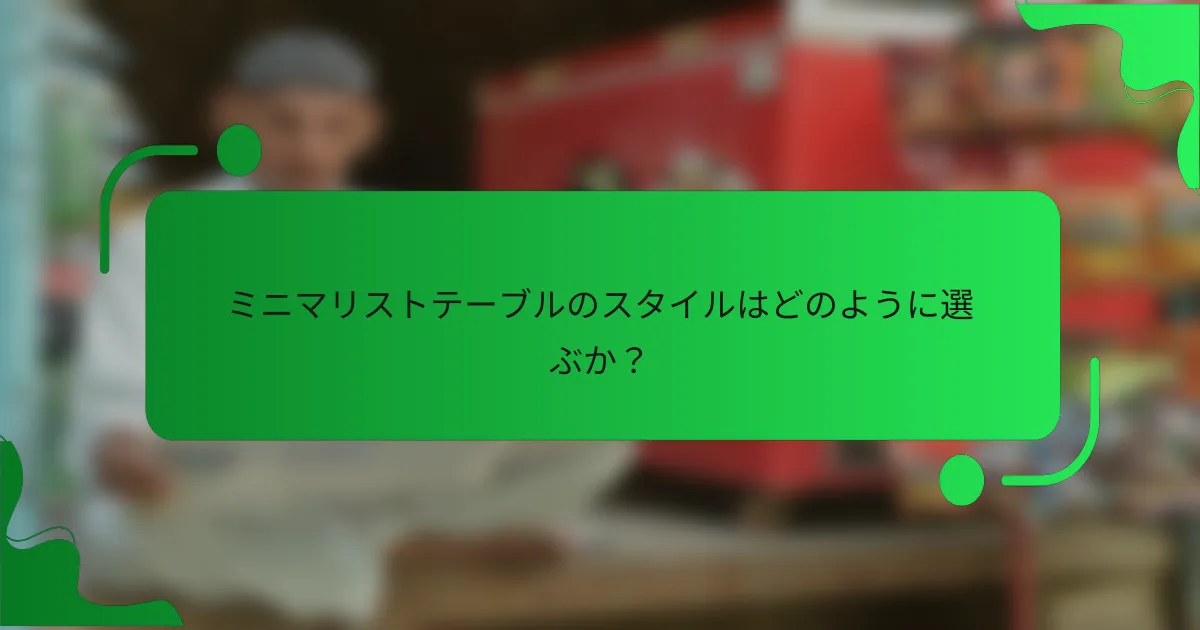 ミニマリストテーブルのスタイルはどのように選ぶか？