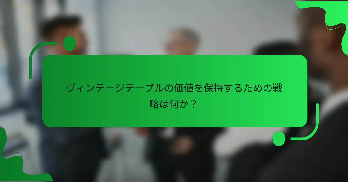 ヴィンテージテーブルの価値を保持するための戦略は何か？